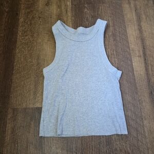 aerie Light Gray Ribbed Tank